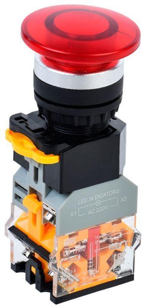Кнопка &quot;Грибок&quot; D8-11MD d22мм 1з+1р с подсветкой красн. IEK BBG30-11MD-3-12-K04