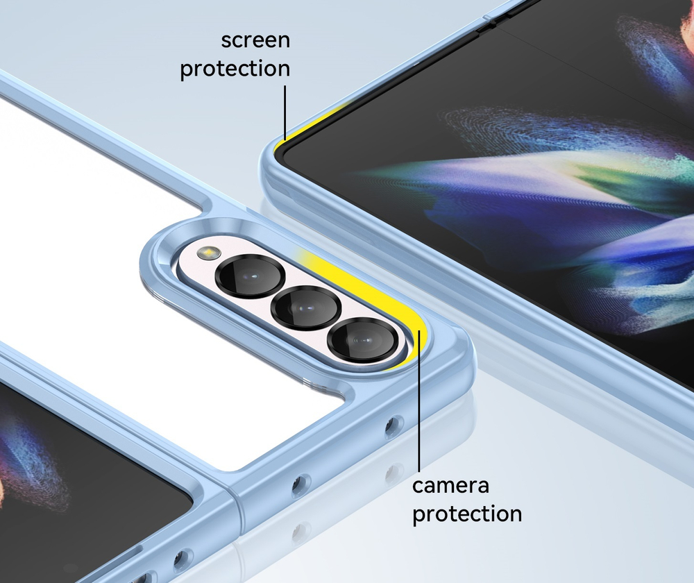 Двухкомпонентный чехол с мягкими рамками синего цвета для Samsung Galaxy Z Fold 3