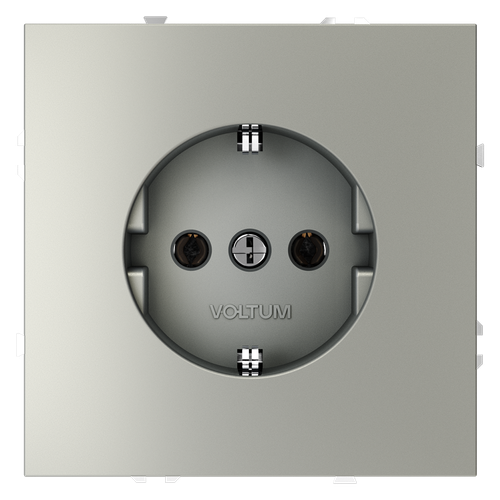 Розетка встраиваемая VOLTUM S70 с заземлением 16А, (сталь)