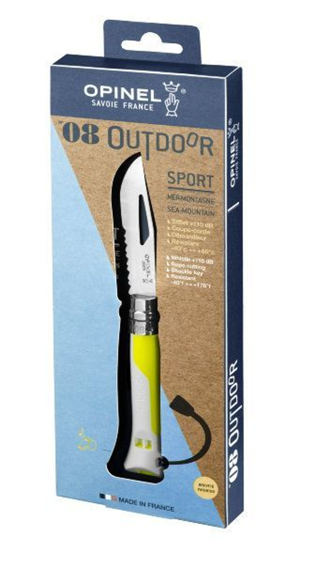 Нож Opinel №08 FLUO YELLOW желтый