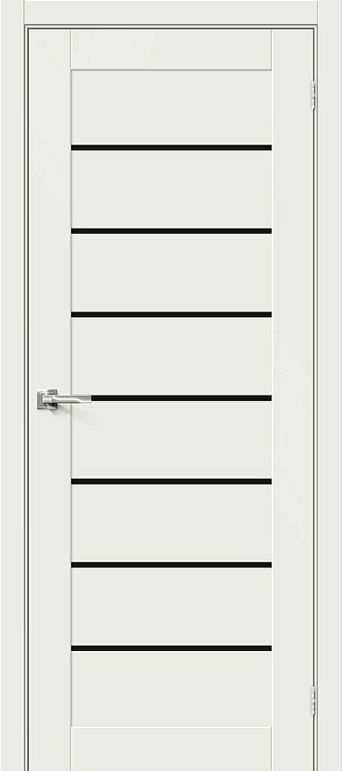 Дверь Браво-22 / Цвет White Matt / Стекло Black Star / Двери Браво