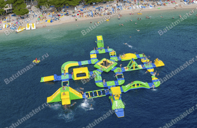 Коммерческий надувной аквапарк «Пляжное путешествие» 39×36×3 м