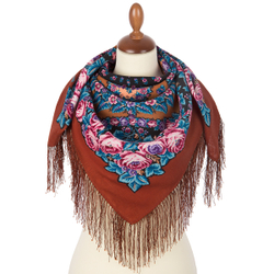 Платок шерстяной с шелковой бахромой