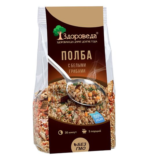 СКИДКА 50% -Полба   с белыми грибами и овощами "Здороведа", 250г.