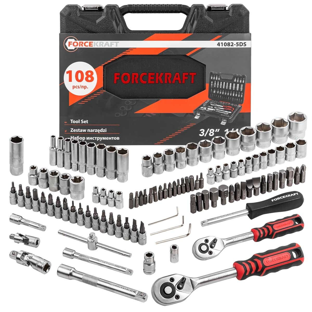 Набор инструментов 108 пр. 1/4''3/8''(6гр.)(4-22мм) FORCEKRAFT FK-41082-5DS-м