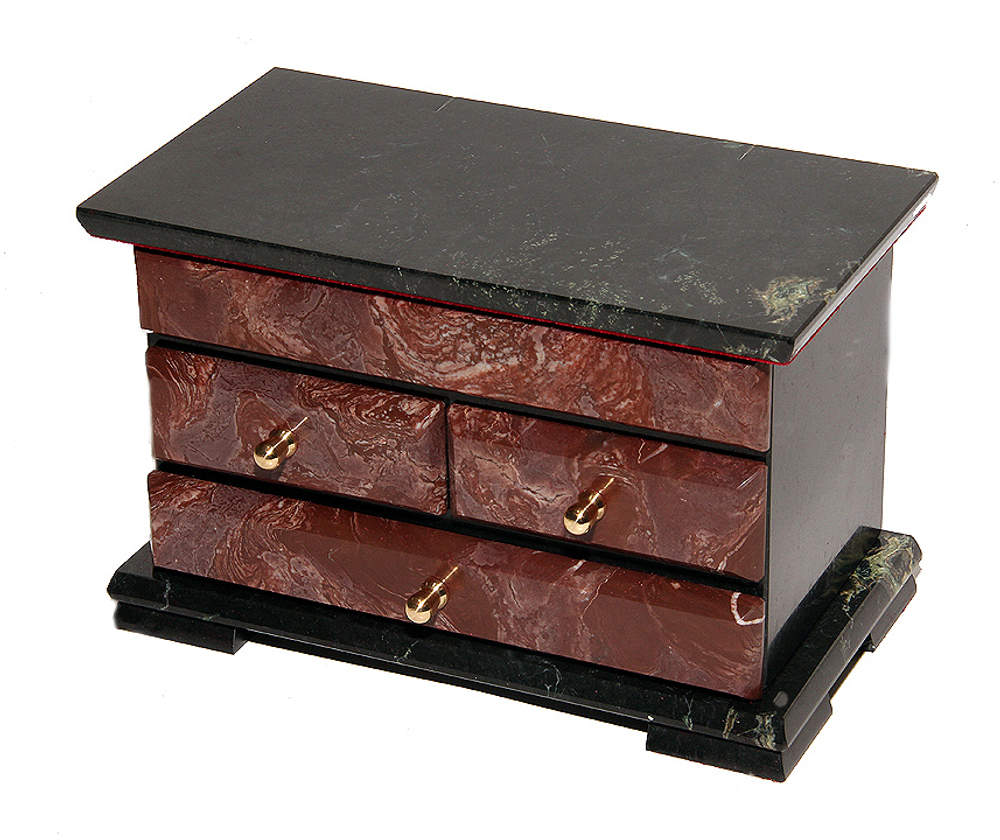 Шкатулка-комод из змеевика и лемезита 24-13-15.5 см вес 6 кг