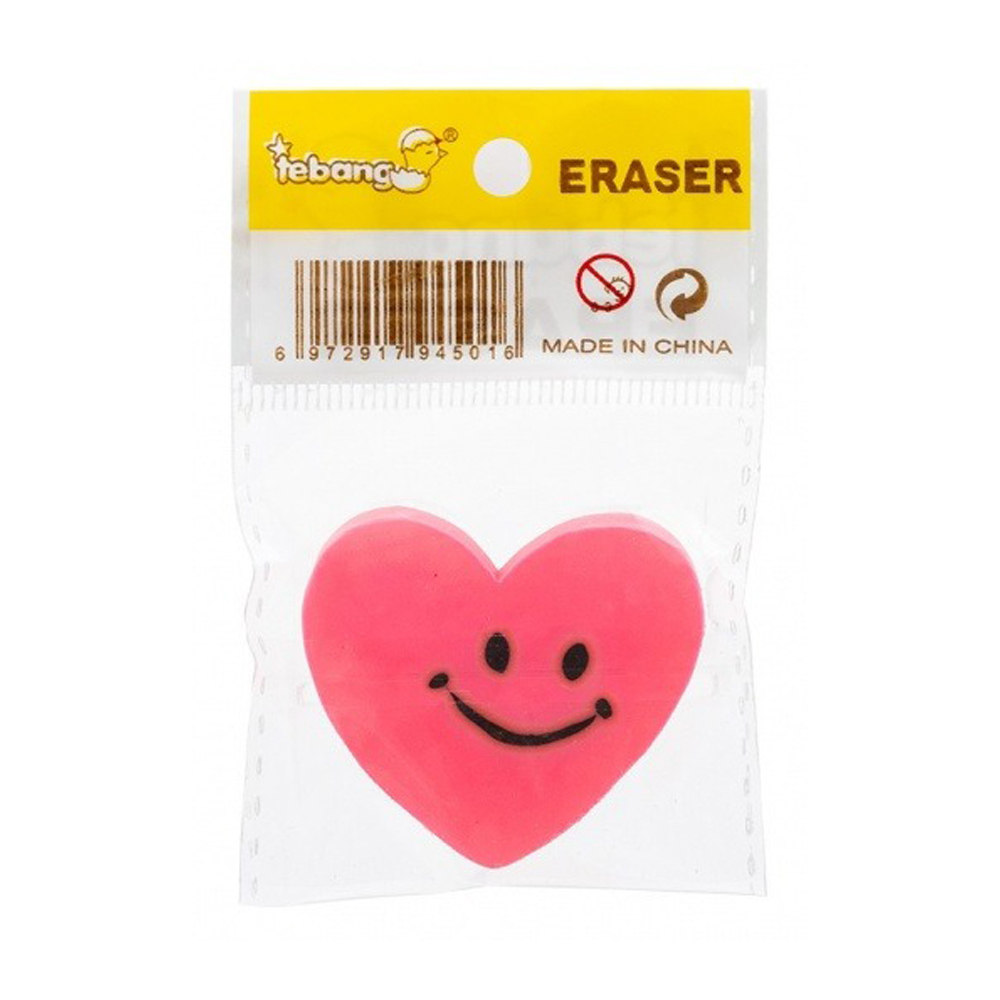 Ластик Basir, фигурный, серия "Сердце-звездочка", разноцветный корпус со смайликами