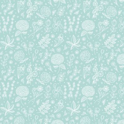 Белые цветы и листья на мятном