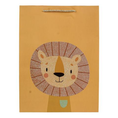 Пакет подарочный "Животные" 44*31*12см, с глитт, ручки - шнурок, 4 диз.