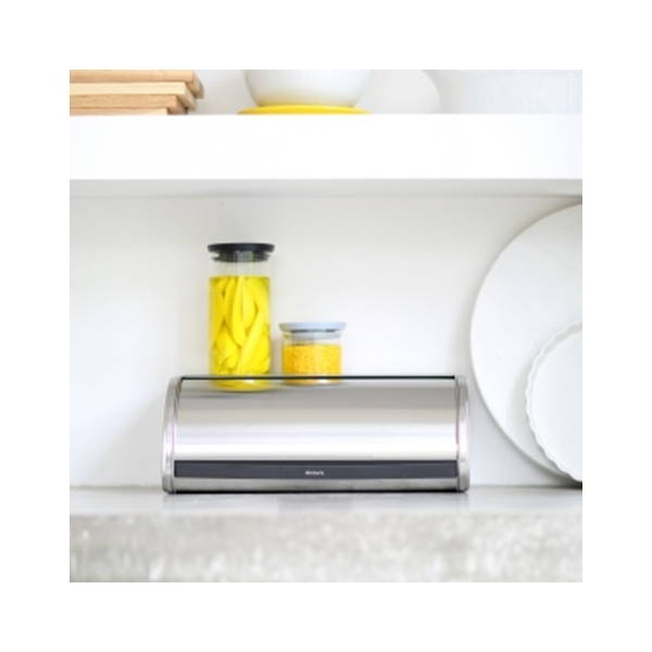 Хлебница Brabantia со сдвигающейся крышкой матовая сталь с защитой от отпечатков пальцев