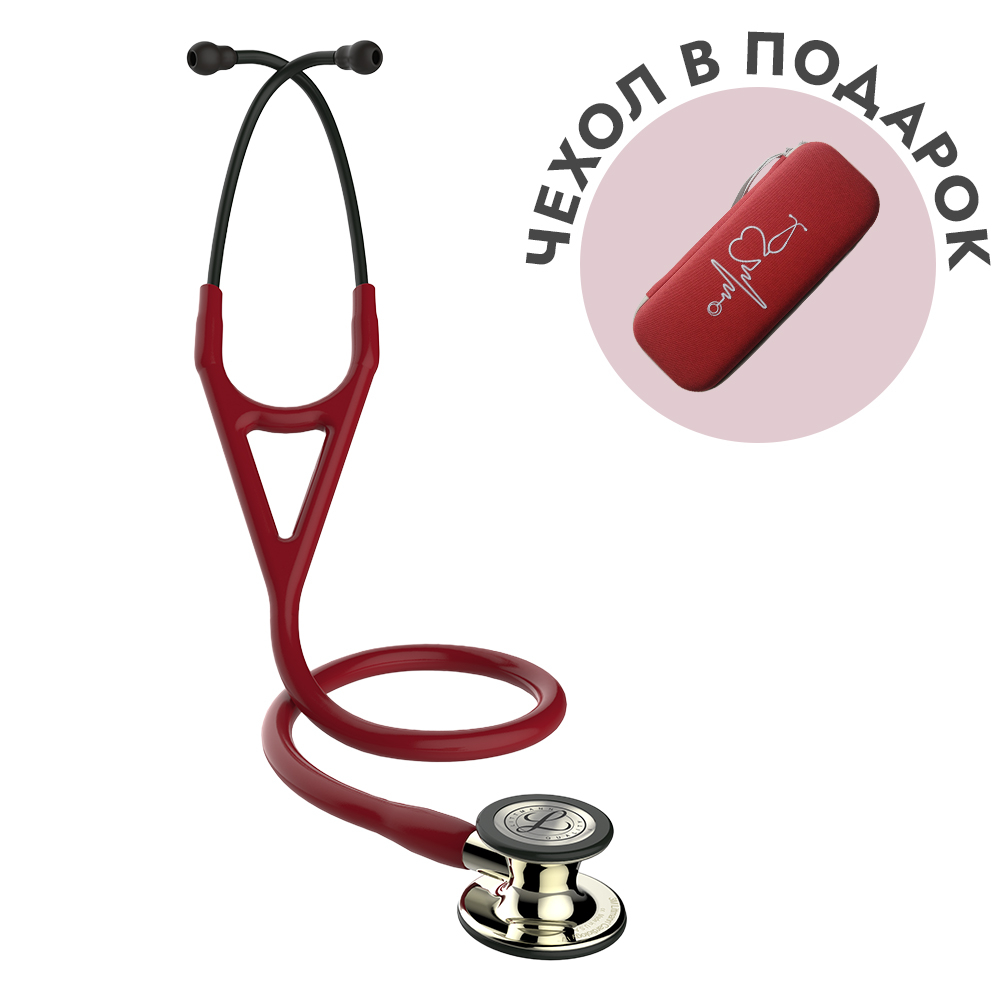 Стетоскоп Littmann Cardiology IV, бордовый, акустическая головка цвета шампанское (6176)