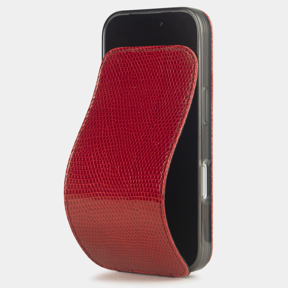 Кожаный чехол для iPhone 17 Pro Max, ящерица красного цвета