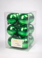 Набор пластиковых шаров Вероника 60 мм., зеленый глянцевый, 12 шт., ЕлкиТорг (150218)