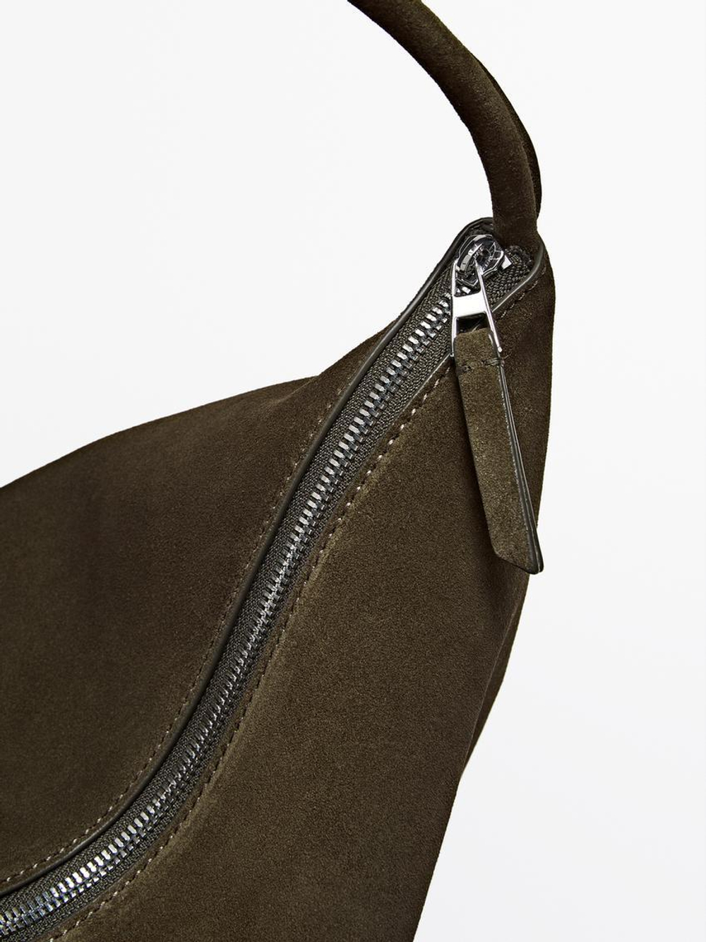 Massimo Dutti Замшевая сумка, хаки