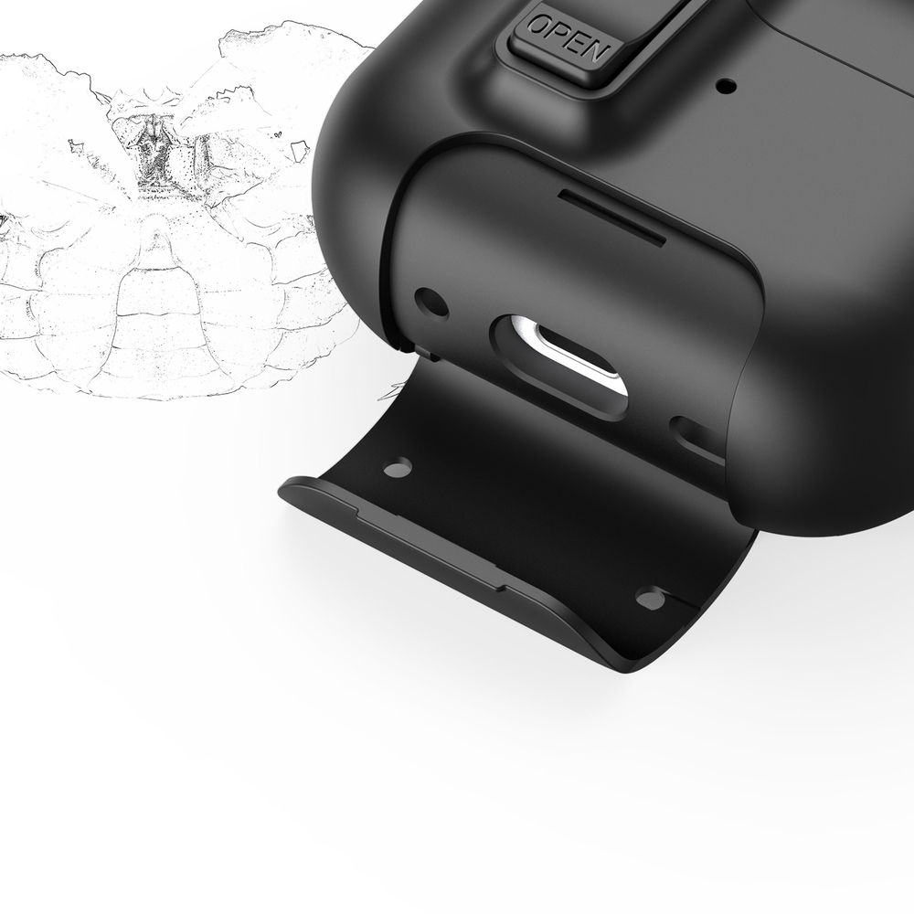 Чехол белого цвета для наушников AirPods Pro 2, белый цвет, Dux Ducis, серия PECQ Series (встроенная подставка для смартфона)