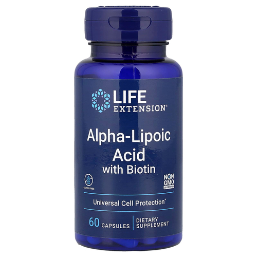 Life Extension, альфа-липоевая кислота с биотином, 60 капсул