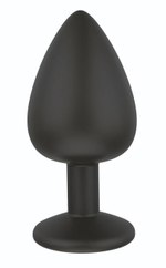 Черная средняя силиконовая пробка с прозрачным кристаллом (Цвет: черный)