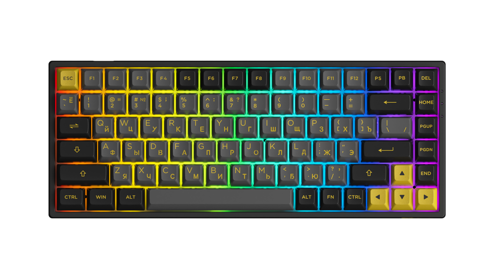 AKKO 3084B Plus Black&Gold 3 Modes RGB Hot Swap  V3 Cream Yellow Switch,ASA profile keycap