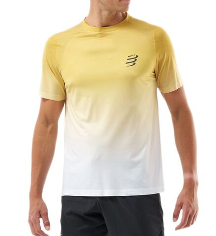 Теннисная футболка Compressport Performance Short Sleeve - ceylon yellow/grey