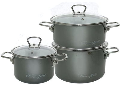 Набор кастрюль "Bon appetit" №13 мокрый асфальт