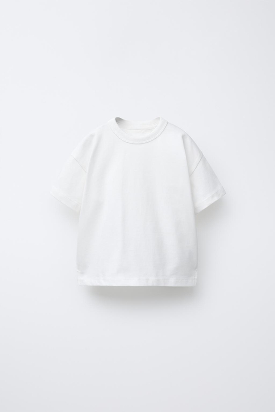 ZARA БАЗОВАЯ ФУТБОЛКА HEAVY WEIGHT, БЕЛЫЙ