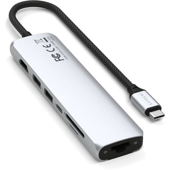 Адаптер Satechi 7-in-1 USB-C Slim Multiport Adapter with Ethernet (ST-P7SS) Silver