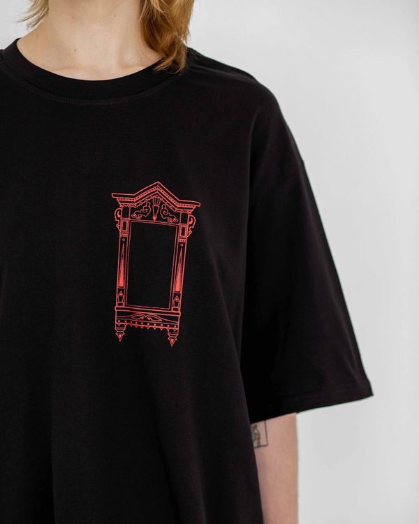 Футболка Наличник Оверсайз Черная - фото 2