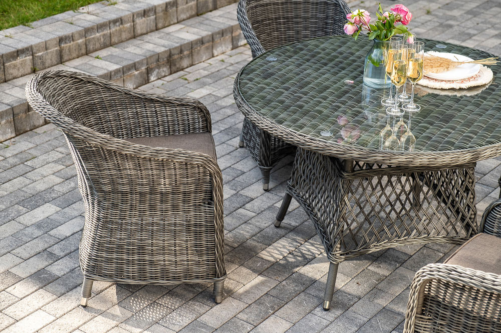 "Равенна" обеденная группа плетеная, цвет графит