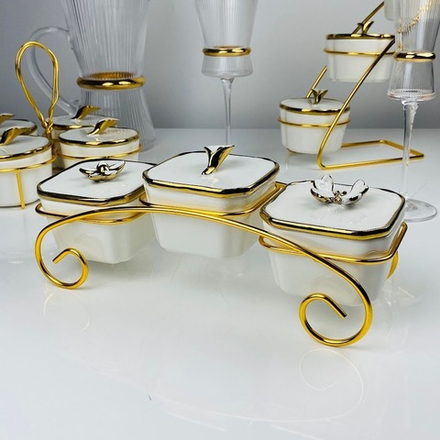 Lenardi 163-027 Набор из 3 банок на подставке MELODY в под.уп.(х12)Фарфор, металл