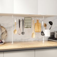 Металлический держатель для кухонных принадлежностей с подвесным контейнером Anywhere 1015061-660, 61 см, белый