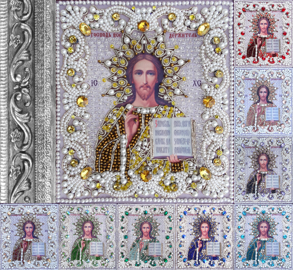 Принт-ЖС6 Ткань с нанесенной авторской схемой Господь Вседержитель (Жемчужная серия) +инструкция