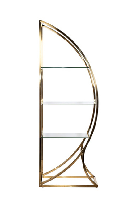 Стеллаж Garda Decor Полусфера прозрачное стекло, золото блестящий 71*48*202 см