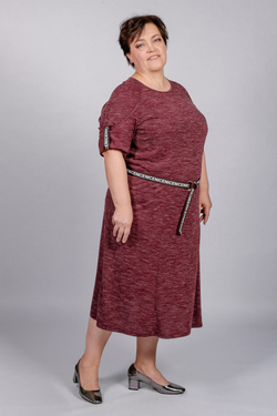 Трикотажное платье 2866АП, вишневый #95В052866АП