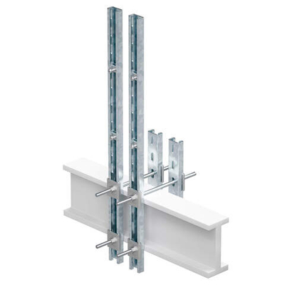 Обжимной комплект монтажных профилей тип 2 , обхват конструкции габаритами 350 на 440 мм , высота подвесной рамы-профиля 1000 мм ,для крепления 3 оболочек одного типоразмера винтами din 84 M6X40 12 шт. , горячеоцинкованный