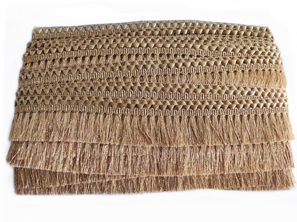 Бахрома-щётка  Люкс металлизированная люрекс 4,3см золото