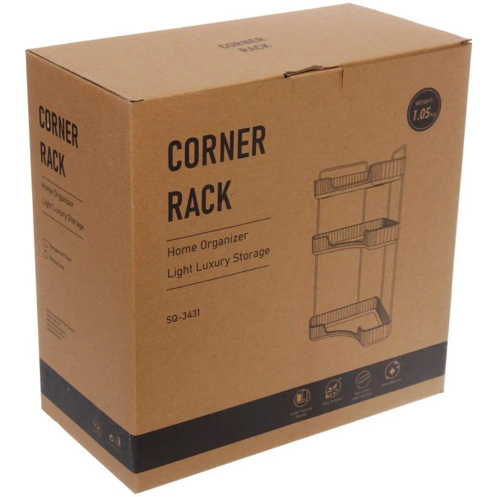 Полка для ванны угловая тройная «Фреш»прозрачная 25,7х44,5х25,7см