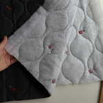 Курточная стежка Красные цветы на графитовом фоне