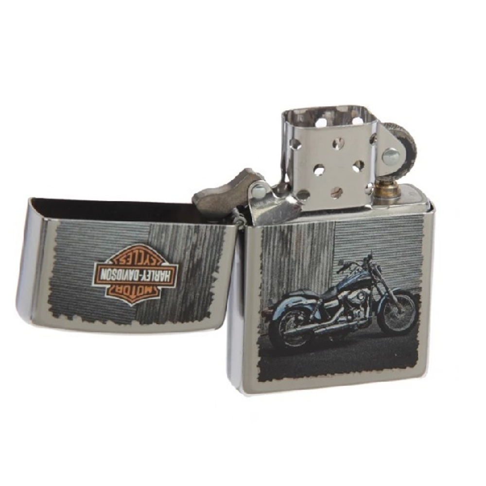 Зажигалка серебристая Zippo Harley-Davidson с покрытием Street Chrome