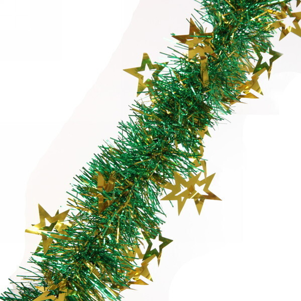 Мишура 2м 8см «Звезда», Зеленый/золото