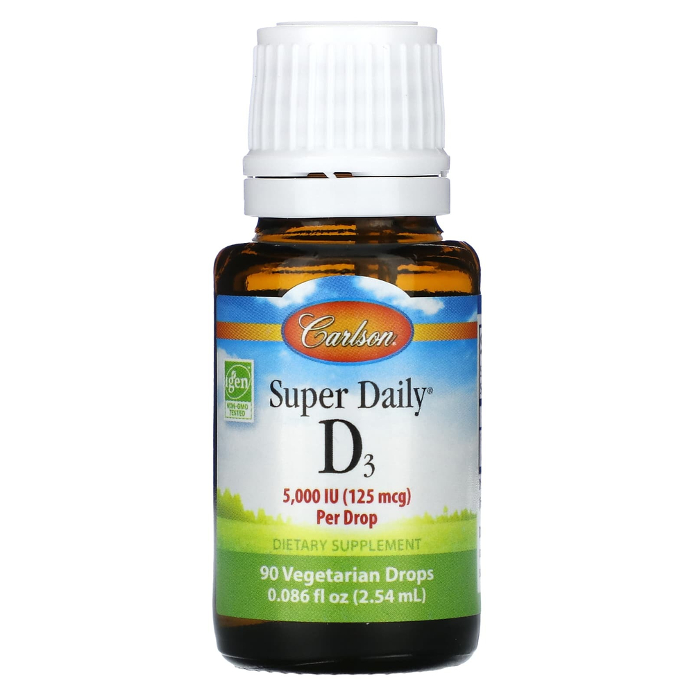 Carlson, Super Daily®, D3, 125 мкг (5000 МЕ), 2,54 мл (0,086 жидк. Унции)