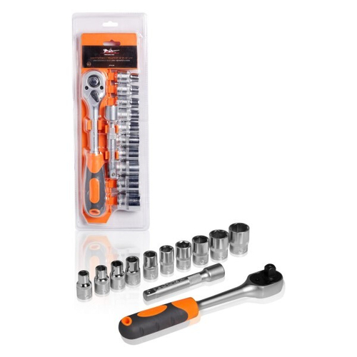 Набор головок 12 предм. (1/2) DR 72Т с трещоткой (10,11,12,13,14,15,17,19,22,24 мм, удлинитель 125мм) (AIRLINE)