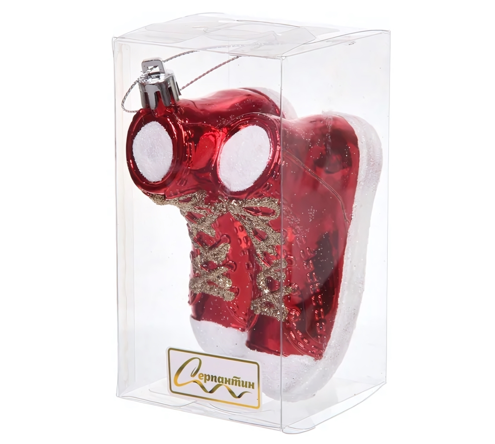 Елочная игрушка "Стильные кеды" 6*9*5,5 см, Красный (Серпантин)