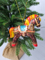 Лошадка Кантри ёлочная игрушка из фарфора