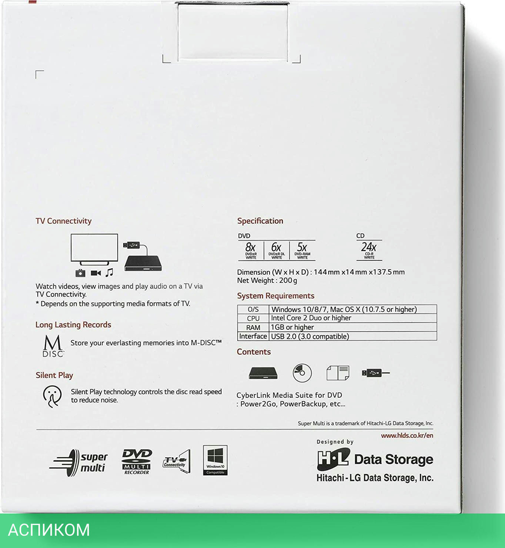 Оптический привод LG GP60NB60 черный