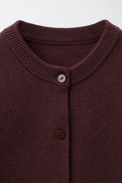 ZARA ВЯЗАНЫЙ КАРДИГАН С КАРМАНАМИ, БУРГУНДИ