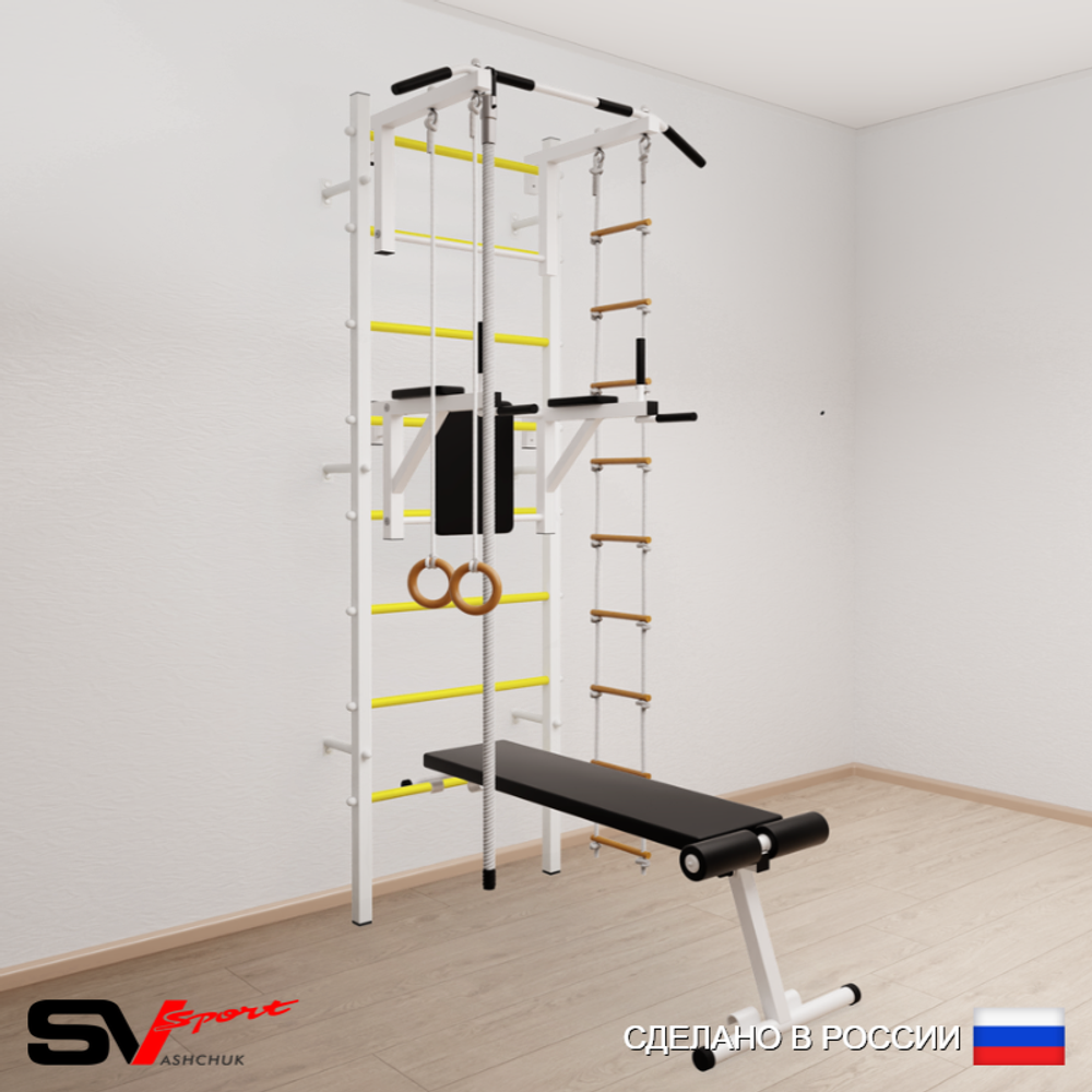 Шведская стенка Sv Sport 506 (Турник стандарт/Брусья/Скамья/Канат/Кольца/Лестница)