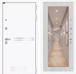 Дверь Входная Лабиринт Лайн WHITE С зеркалом 18 Сандал светлый