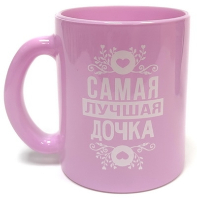 Кружка 300 мл ДОЧКА стекло роз/бел арт.1208/DPР т/у