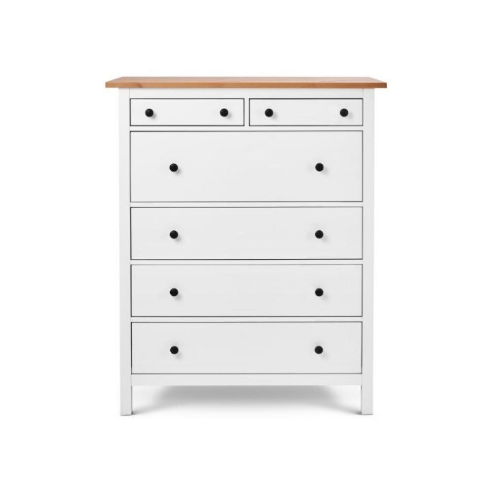 Комод с 6 ящиками деревянный, Хемнэс Hemnes/ Кымор, 108х50х131 см,белый/светло-коричневый