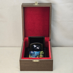 Подставка для блока для записей ручной росписью Палех "Охотники"